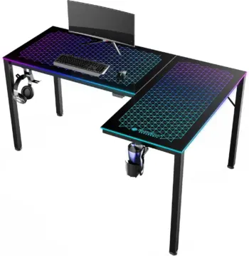 Eureka Gaming L60 Rgb Spectrum Glass Gaming  Desk Right