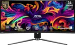 Msi Mag 341Cqp 34" Uwqhd Qd-Oled, 175Hz, 0.03Ms, Hdmi 2.1, Curved  Monitor Black