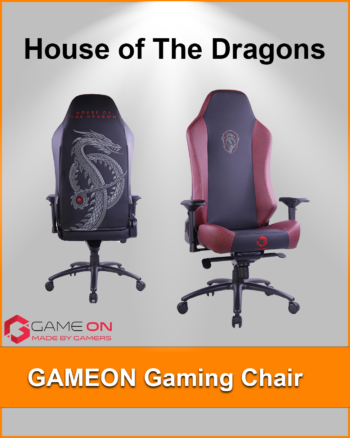 GAMEON Gaming Chair With Adjustable 4D Armrest & Metal Base - House of The Dragons