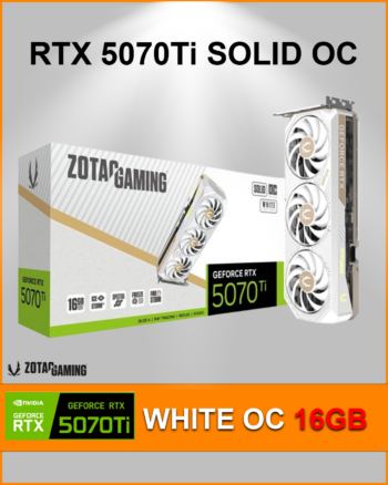 ZOTAC RTX 5070 TI SOLID OC GDDR7 16 GB GRAPHICS CARD WH