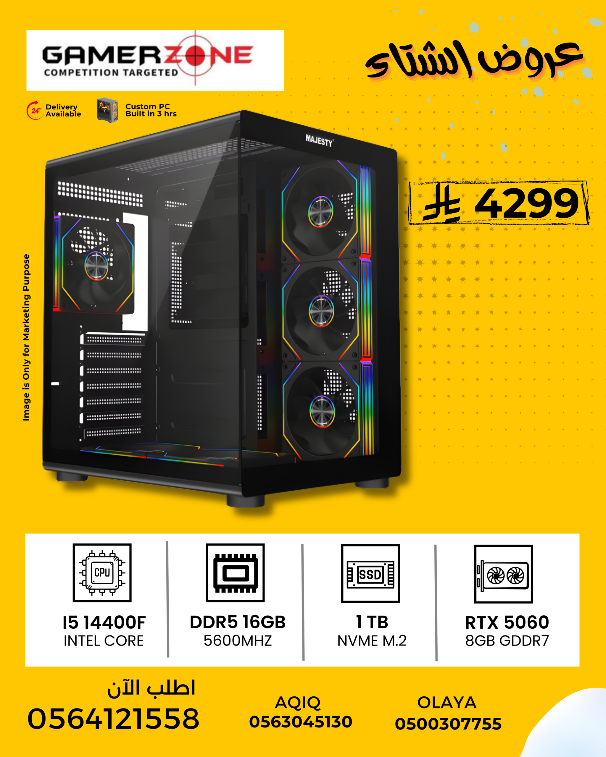 Intel Core I5-14400F RTX 5060 Gaming PC | 16GB DDR5 | 1TB NVMe Gen4 ...