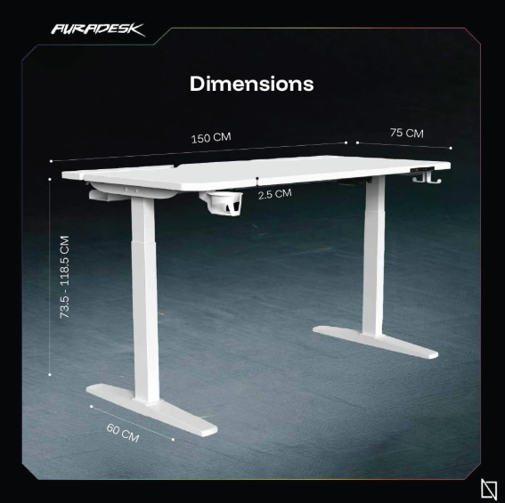 APEX AURADESK, Ergonomic Large Gaming Desk, RGB Computer Desk, Gaming Table, PC Gaming Workstation Home Office Desks طاولة الألعاب (White) APEX AURADESK, Ergonomic Large Gaming Desk, RGB Computer Desk, Gaming Table, PC Gaming Workstation Home Office Desks طاولة الألعاب (White)