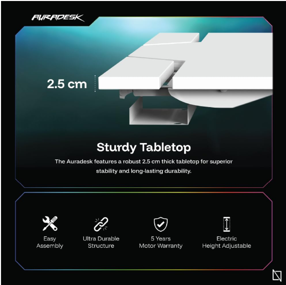 APEX AURADESK, Ergonomic Large Gaming Desk, RGB Computer Desk, Gaming Table, PC Gaming Workstation Home Office Desks طاولة الألعاب (White) APEX AURADESK, Ergonomic Large Gaming Desk, RGB Computer Desk, Gaming Table, PC Gaming Workstation Home Office Desks طاولة الألعاب (White)