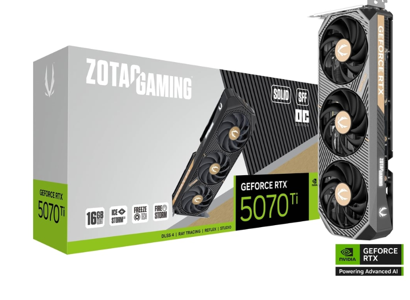ZOTAC GAMING GeForce RTX 5070 Ti SOLID SFF OC 16GB GDDR7 – DLSS 4 Blackwell GPU | Compact 2-Slot Gaming Graphics Card ZOTAC GAMING GeForce RTX 5070 Ti SOLID SFF OC 16GB GDDR7 – DLSS 4 Blackwell GPU | Compact 2-Slot Gaming Graphics Card